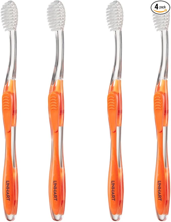 LINHART Extra Soft Toothbrush – Teeth Whitening Toothbrush with Multi Length Bristles, 4 Pack