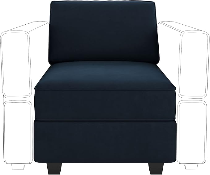 Belffin Modular Sofa Middle Module with Storage Accent Armless Chair for Modular Sectional Sofa Couch Velvet Blue
