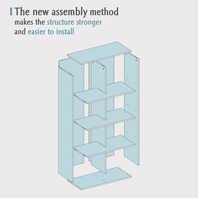 8-Cube Storage Shelf Bookcase - Wooden 4-Tier Floor Standing Open Bookshelf for Home and Office, Cuby Orgainzer, Walnut