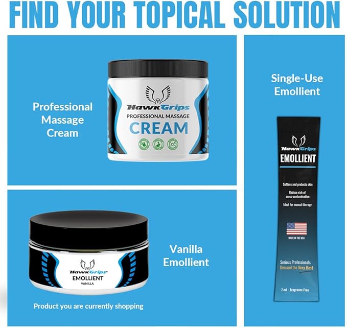 8oz Massage Emollient 5ct, Vanilla Scent, Shea Butter, Oil Based, Vegan, Soft Tissue Mobilization and Lubrication for Manual and Assisted Massage Therapy Techniques, Cream Alternative