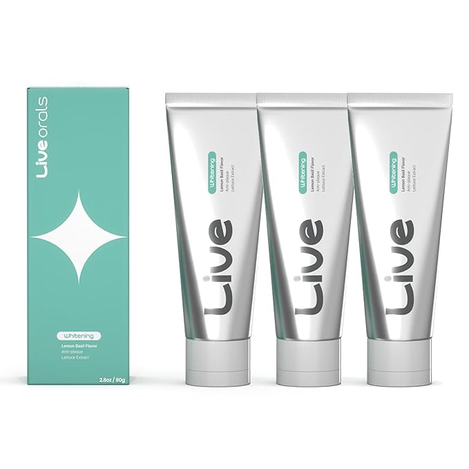 Live Orals Whitening Toothpaste 80g x 3Units - Fluoride-Free Stain Removal, Strengthens Enamel, Natural Ingredients, Fresh Mint Flavor