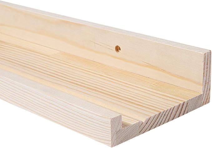 AZSKY 36 Inch Picture Ledge Shelf Solid Wood Large Floating Shelves Wall Mounted Rustic Natural Shelves for Home, Living Room, Bedroom, Bathroom, Office 3 Same Sizes