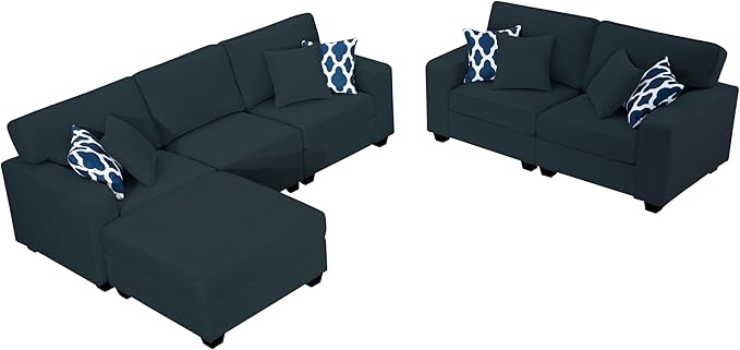 L Lengend Vansen Modular Sectional Sofa U Shaped Couch with Ottoman Modern Reversible Corner Sectional Couch for Living Room (Charcoal, 2+3 with Ottoman)