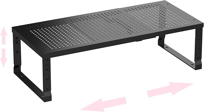 Metal Stackable Expandable Storage Shelf - Multi-Functional Home Storage Shelf, Suitable for Kitchen, Cabinet,Bathroom, Office, Garage, etc.(1PACK/Black/Medium