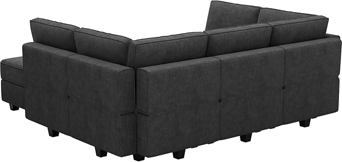 Belffin Modular Sectional Sleeper Sofa Couch with Storage Ottoman Convertible Sectional Couches for Living Room Terry Reversible Chaise. Dark Grey Sofa