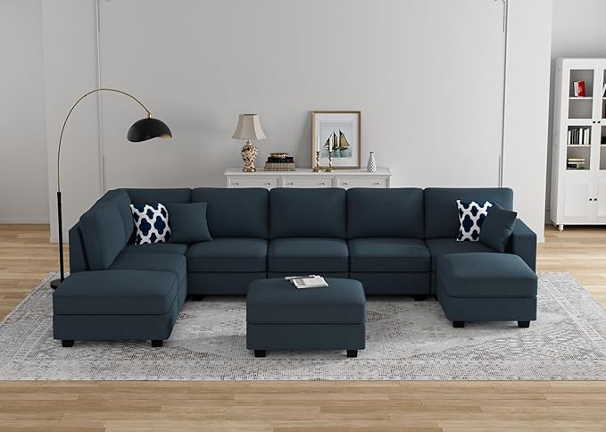 L Lengend Vansen Modular Sectional Sofa U Shaped Couch with Ottoman Modern Reversible Corner Sectional Couch for Living Room (Charcoal, U Shaped Sofa-4)