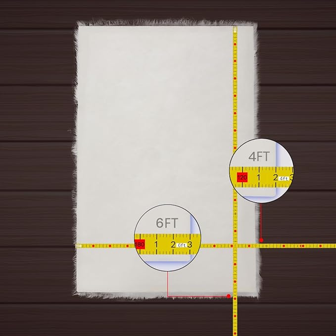 AMTOVO Faux Fur Sheepskin Rug for Living Room, 4 x 6 ft Dark Green Fluffy Area Rug for Bedroom, Playroom, Luxury Room Decor, Rectangle