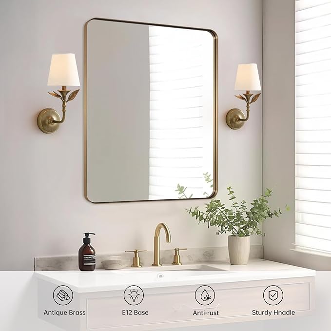 Antique Brass Forged Wall Light - Golden Farmhouse Wall Sconces for Living Room, Vintage Mordern Wall Light Fixture for Bedroom, Kitchen, Bathroom