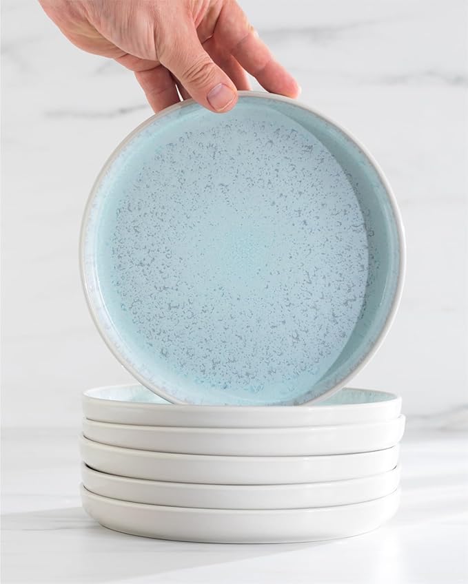 16 Piece Dinnerware Sets for 4 - Modern Style Stoneware Dinnerware Set - Scratch Resistant,Dishwasher,Microwave Safe Plates and Bowls Sets Ceramic,Dish Set, Bowl and Plate Set - Beige and Light Blue…