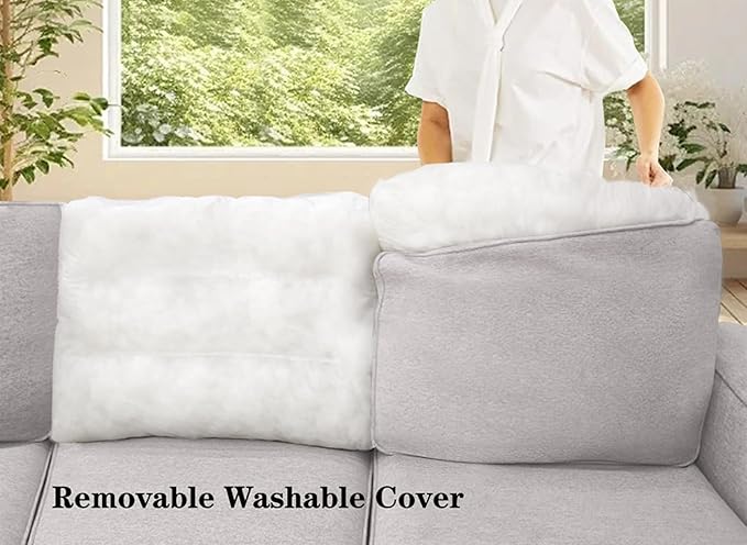 L Lengend Vansen Modular Sectional Sofa U Shaped Couch with Ottoman Modern Reversible Corner Sectional Couch for Living Room (Light Grey, U Shaped Sofa-2)