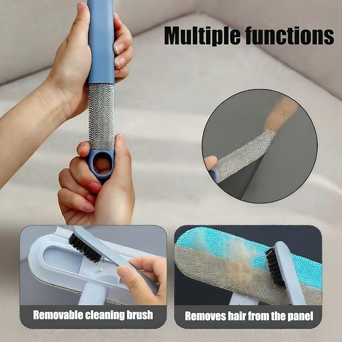 2 PCS Pet Hair Remover for Furniture,4 in 1 Reusable Lint Brush with 17-Inch Handle, Washable Tool for Dog and Cat Hair on Couches, Carpets, Clothes, Bedding, and Cars