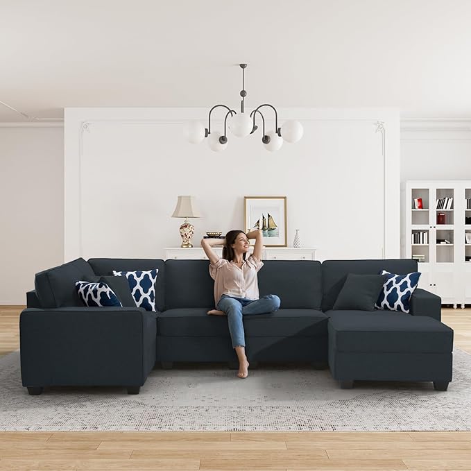 L Lengend Vansen Modular Sectional Sofa U Shaped Couch with Ottoman Modern Reversible Corner Sectional Couch for Living Room (Charcoal, U Shaped Sofa-1)