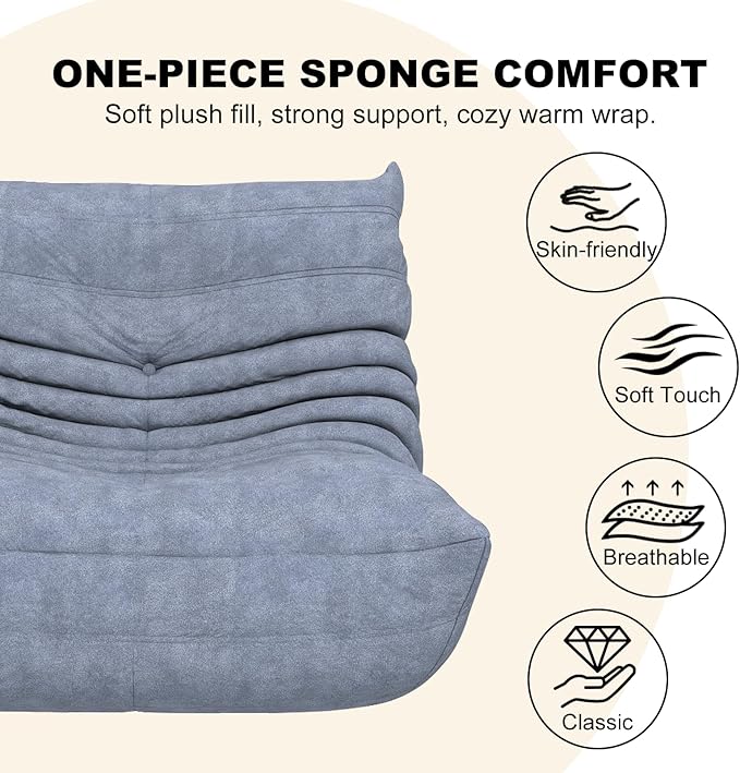 Bean Bag Chairs for Adults, Bean Bag Sofa - Adult Size with Soft Waterproof Fabric for Living Room, Apartments, Reading Corner, Gaming, and Movie Venue (Gray)