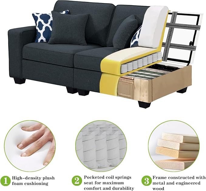 L Lengend Vansen Modular Sectional Sofa U Shaped Couch with Ottoman Modern Reversible Corner Sectional Couch for Living Room (Charcoal, U Shaped Sofa-4)