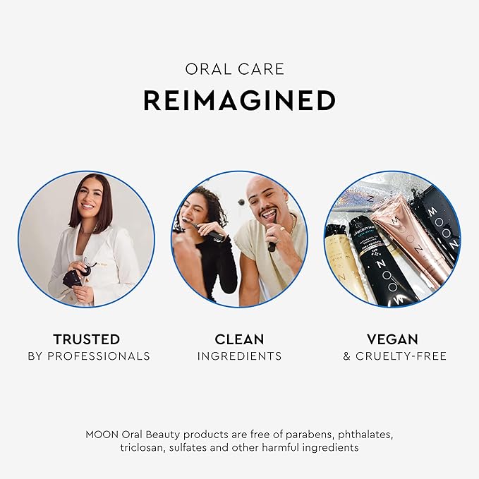 MOON Dissolving Teeth Whitening Strips - Vegan, Easy-to-Use, No Rinse White Strips - Hydrogen Peroxide and Essential Oils Infused Gentle Teeth Whitening Kit - Travel Essentials for Oral Care (14 Ct)