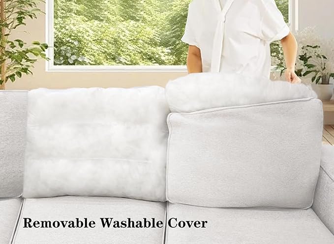 L Lengend Vansen Modular Sectional Sofa U Shaped Couch with Ottoman Modern Reversible Corner Sectional Couch for Living Room (Cream, U Shaped Sofa-1)
