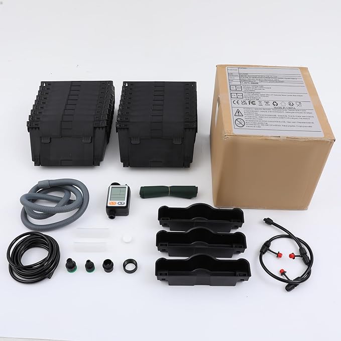 18 Pots Self-Watering Vertical Wall Planter, 39.4โL x 39.4โH Stackable Plastic Wall-Mounted Plant Grow Pots, Wall Hang Garden Planter Outdoor Indoor for Herbs Flowers Strawberries (Black)