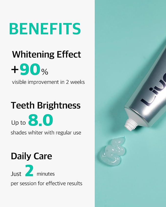 Live Orals Whitening Toothpaste 80g x 5 Units - Fluoride-Free Stain Removal, Strengthens Enamel, Natural Ingredients, Fresh Mint Flavor