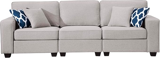 L Lengend Vansen Modular Sectional Sofa U Shaped Couch with Ottoman Modern Reversible Corner Sectional Couch for Living Room (Light Grey, 2+3 with Ottoman)
