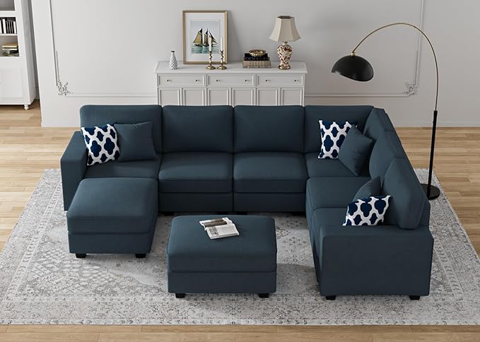 L Lengend Vansen Modular Sectional Sofa U Shaped Couch with Ottoman Modern Reversible Corner Sectional Couch for Living Room (Charcoal, U Shaped Sofa-3)