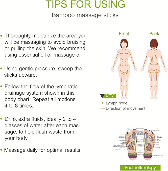 4PCS Solid Bamboo Massage Sticks & Guasha Set with Roller/Stick - 100% Bamboo Therapy Tools for Neck/Arm/Back/Legs/Full Body, Deep Tissue Massage, Muscle Relaxation, Body Shaping, Fatigue Relief