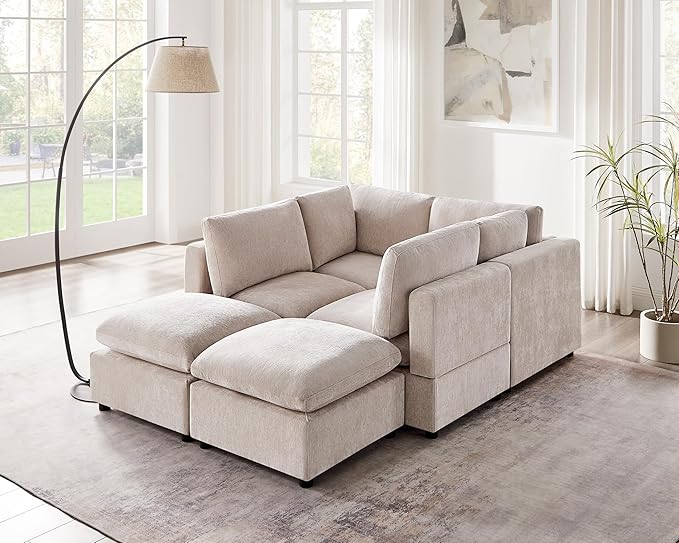 Modular Sectional Sofa, Convertible Sofa Couch Modular Sofa with Ottoman, Sectional Sofas for Living Room Small Apartments