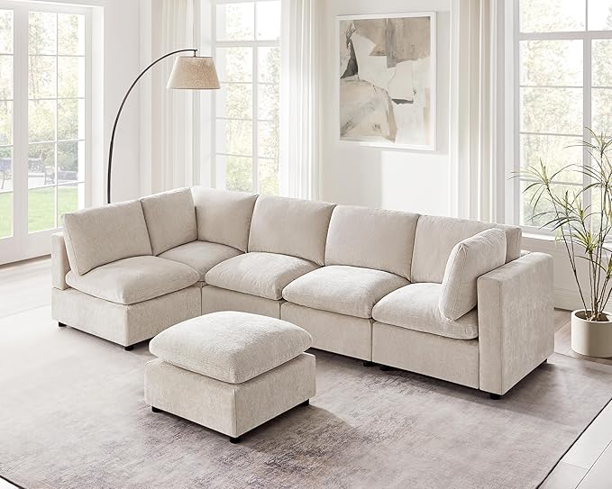 Modular Sectional Sofa, Convertible Sofa Couch Modular Sofa with Ottoman, Sectional Sofas for Living Room Small Apartments