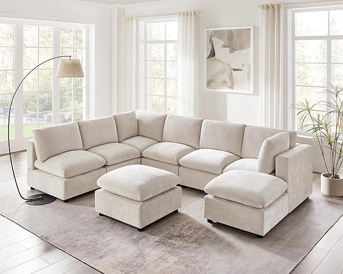 Modular Sectional Sofa, Convertible Sofa Couch Modular Sofa with Ottoman, Sectional Sofas for Living Room Small Apartments