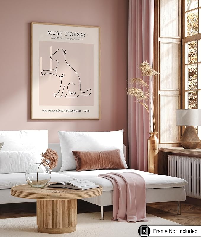 Poster Master Vintage Poster - Retro One Line Dog Drawing Print - Dog Art - Minimal Gift for Men, Women, Animal Lover - Abstract Wall Decor for Home, Office, Bedroom, 18x24 Unframed Wall Art