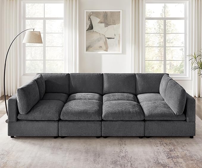 Modular Sectional Sofa, Convertible Sofa Couch Modular Sofa with Ottoman, Sectional Sofas for Living Room Small Apartments