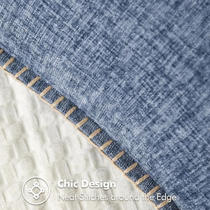 MIULEE Pack of 2 Couch Throw Pillow Covers 18x18 Inch Dark Grey Blue Farmhouse Decorative Pillow Covers with Stitched Edge Soft Chenille Solid Dyed Spring Pillow Covers for Sofa Bed Living Room