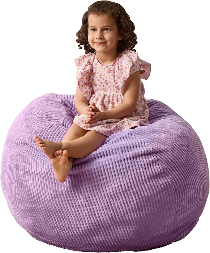 Bean Bag Chairs Teardrop Bean Bag Chair Beanbag Chair with Memory Foam Filled Machine Washable Cover for Living Room, Bedroom (Small,Purple)