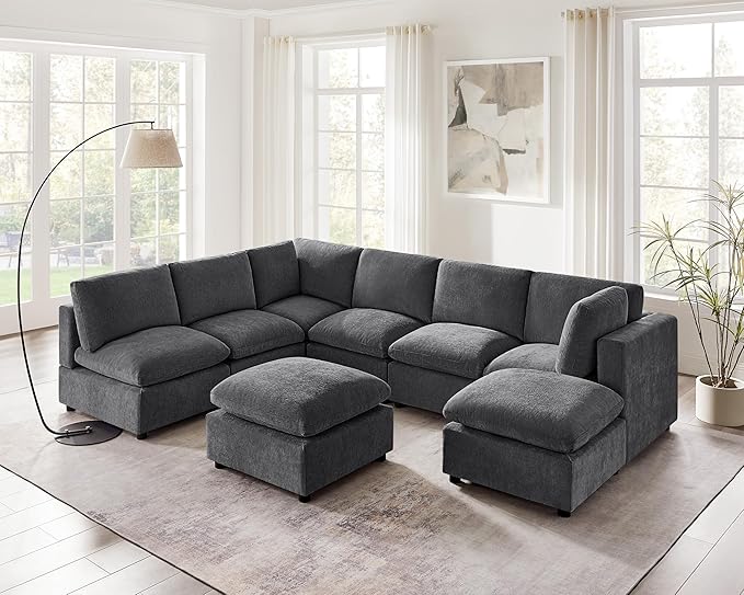 Modular Sectional Sofa, Convertible Sofa Couch Modular Sofa with Ottoman, Sectional Sofas for Living Room Small Apartments