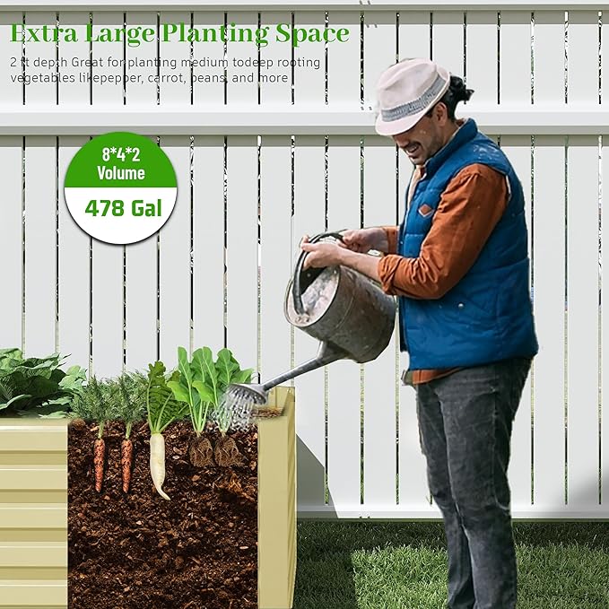 8x4x2 ft Outdoor Raised Garden Bed, Large Metal Planter Raised Beds, Planters for Outdoor Plants for Vegetables, Flowers, Herbs, Fruits, and Succulents.(2 Pcs,Yellow)