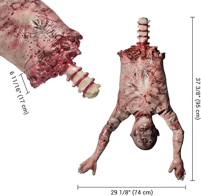 AW 37" Halloween Half Body Prop Skinned Hanging Corpse Torso Haunted House Party Indoor Outdoor Decoration 2025