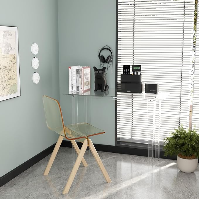 Acrylic Desk, Modern Study Table for HomeOffice-Extended Surface Multi-Purpose Console & EntrywayTable, Sturdy Lightweight Design (42.5-inch, Transparent)