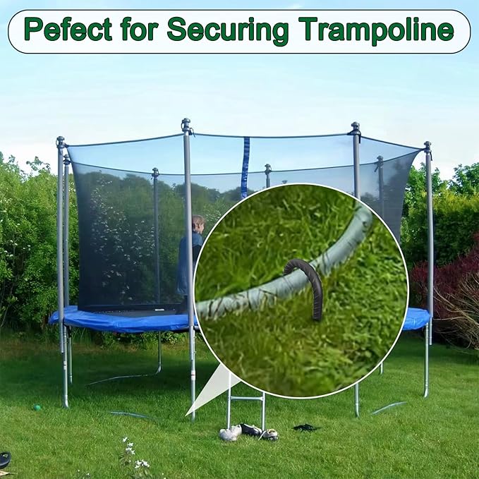 16 Inch Ground Rebar Stakes Heavy Duty J Hook Ground Anchors 40 Pack, Tent Stakes with Chisel Point End, Chain Link Fence Spikes for Bounce House, Gazebos and Outdoor Decorations Inflatables