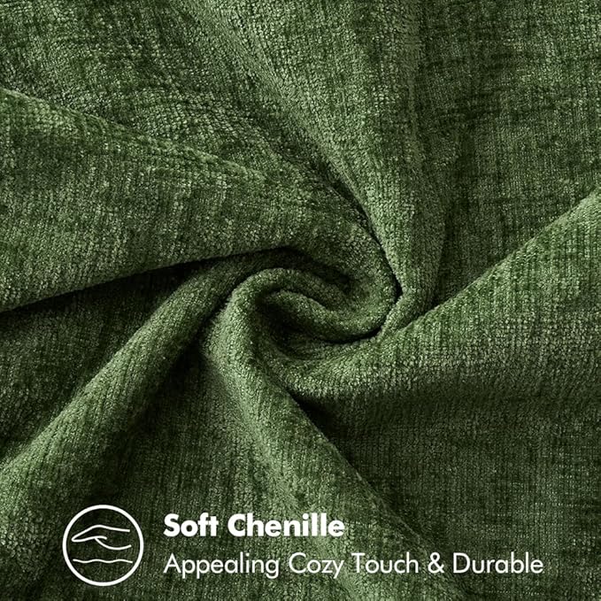 MIULEE Pack of 2 Christmas Pillow Covers 26x26 Inch Moss Green Farmhouse Decorative Throw Pillow Covers with Stitched Edge Soft Chenille Solid Dyed Couch Pillow Covers for Sofa Bed Living Room