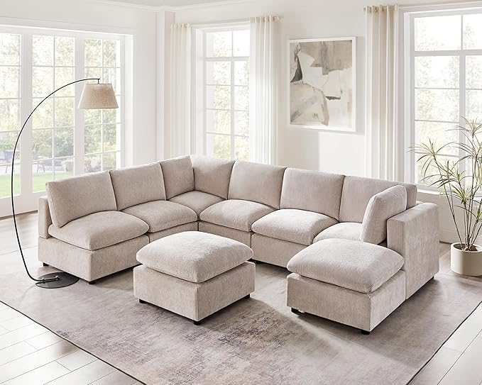 Modular Sectional Sofa, Convertible Sofa Couch Modular Sofa with Ottoman, Sectional Sofas for Living Room Small Apartments