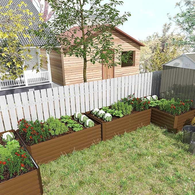 8x4x2 ft Raised Garden Bed, Large Metal Planter Raised Beds, Planters for Outdoor Plants for Vegetables, Flowers, Herbs, Fruits, and Succulents.
