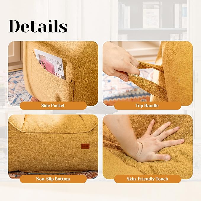 Bean Bag Chair with Filler, Bean Bag Sofa Chair with Tufted Soft Armrests Plush Lazy Sofa Comfy Chair,Large BeanBag Chair for Adults in Livingroom, Bedroom