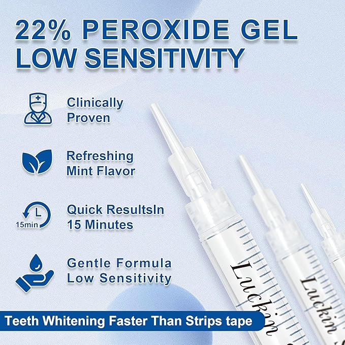 LUCKIN SMILE 10*3ML Teeth Whitening Gel Refill with 22% Carbamide Peroxide Suitable for Sensitive Teeth Whitening, 60 Whitening Treatments, Teeth Whiteners Used in Conjunction with Teeth Whitening Kit