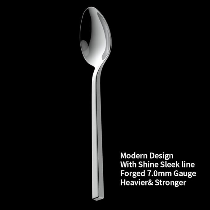 Alata Cube 40-Piece Forged Stainless Steel Flatware Set Cutlery Set, Silverware Set Service for 8, Mirror Finish, Dishwasher Safe