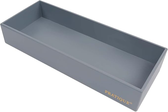 Bamboo Drawer Organizer - Kitchen Utensil Organizer Silverware Tray Cutlery Holder，Office Desk Supplies and Accessories,15 * 5.9 * 2.6,Grey