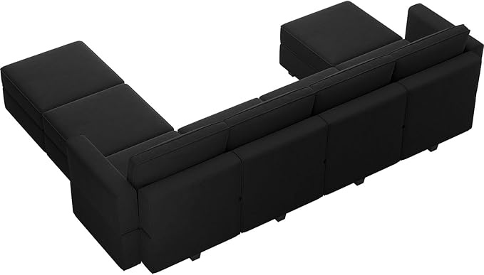 Belffin Modular Sectional Sofa U Shaped Sectional Couch with Reversible Chaises Velvet Modular Sofa with Storage Seat Black