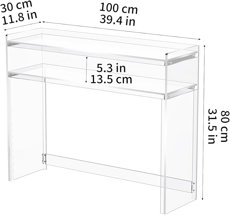 Acrylic Console Table, Entryway Table with Storage Shelves (1, 39.4 * 31.5 * 11.7) (Clear)