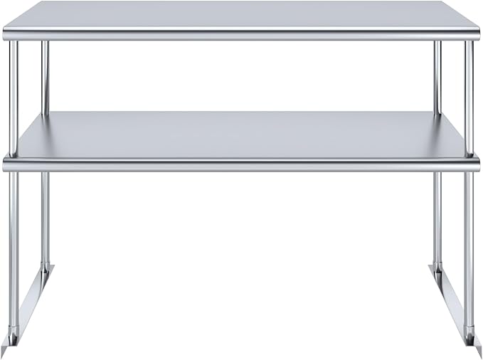 AmGood Stainless Steel Double-Tier Shelf | Work Table Overshelf | NSF Certified | Fits Over Tables | Many (48 in. Long x 18 in. Deep)
