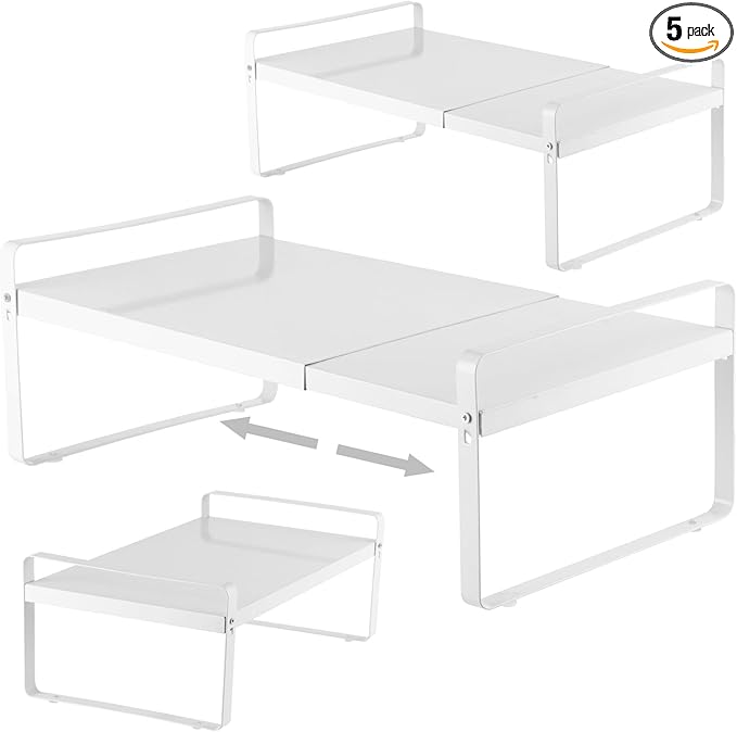 3 Pack Expandable Cabinet Shelf Organizer Kitchen Shelf Riser Stackable Pantry Shelves Kitchen Organizers and Storage Metal Spice Rack Countertop Organizer Cupboard Adjustable Shelfs Desk Rack Shelf