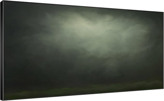 SIGNWIN 36"x72" Extra Large Framed Wall Art Moody Green Abstract Cloudscape, Minimalist Atmospheric Print for Home Living Room Bedroom Decor (Frame Assembly Required)