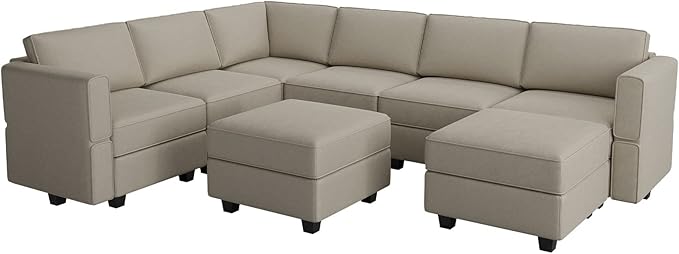 Belffin Modular Sectional Sofa with Storage Seat Oversized U Shaped Couch with Reversible Chaise Sofa Set with Ottoman Velvet Grey